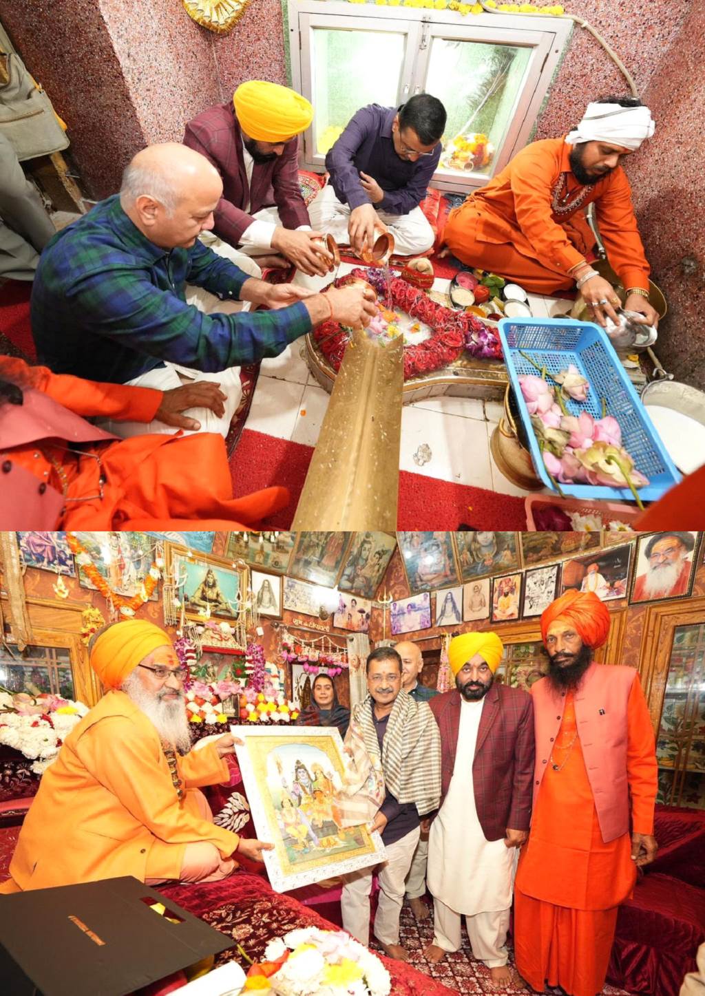 On Maha Shivratri Arvind Kejriwal Bhagwant Singh Mann pay obeisance at Sri Rankeshwar Mahadev Temple pray for Punjabs peace prosperity